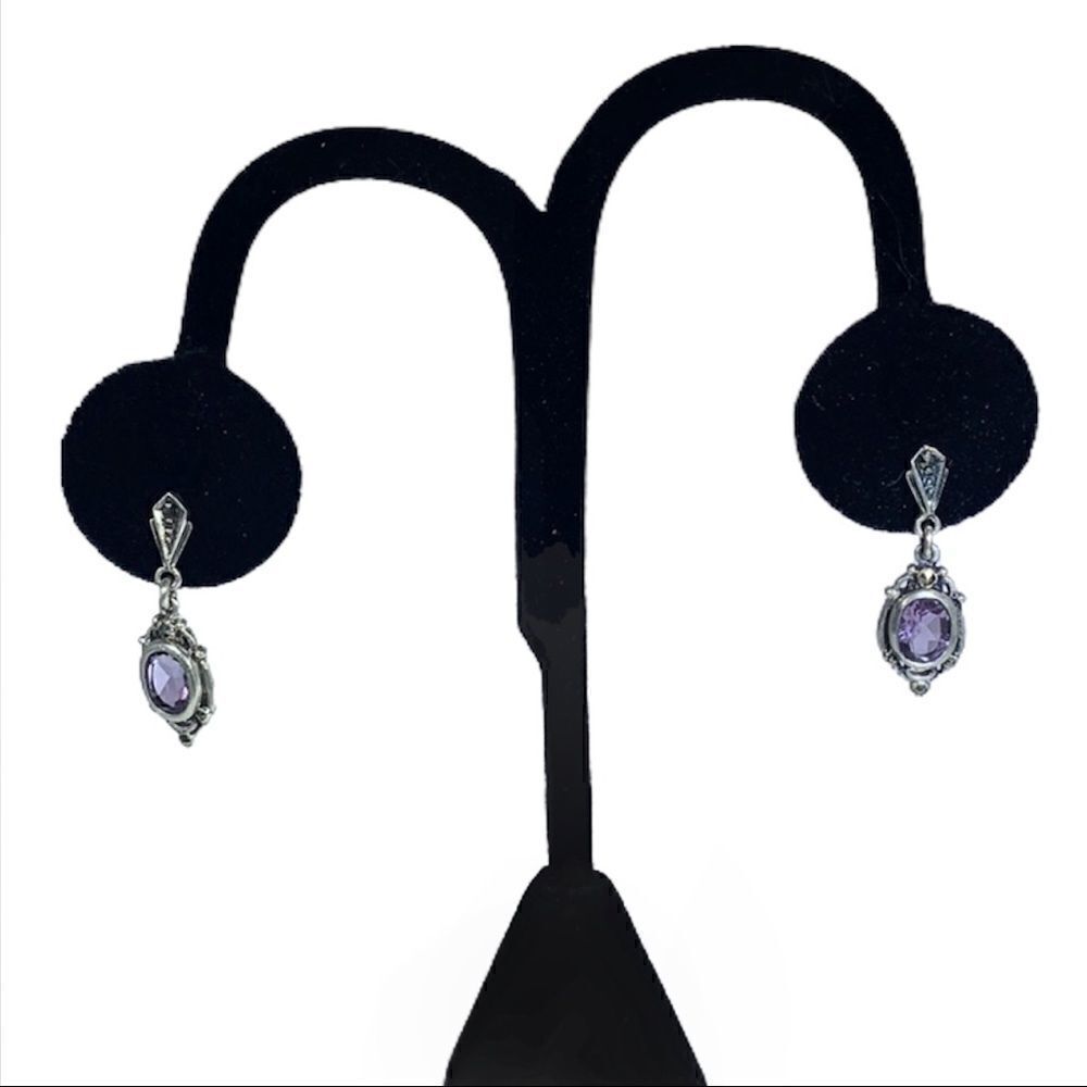 𝅺sterling silver vintage amethyst earrings Art Deco